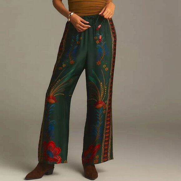 Anthropologie Farm Rio Satin Drawstring Pants Size S NWT - Picture 2 of 13